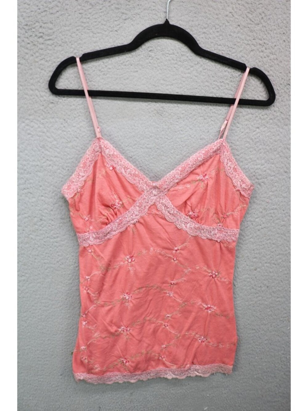 FreeLance Vintage Embroidered‎ Floral Babydoll Tank Top-Medium-Y2K-90's